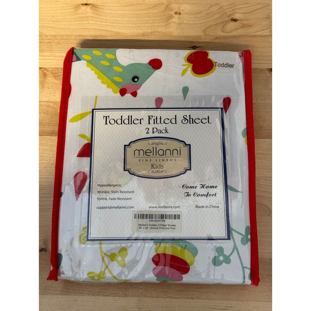 Mellanni Kids Toddler Fitted‎ Sheet 2 Pack Animal Print Hypoallergenic 28x52